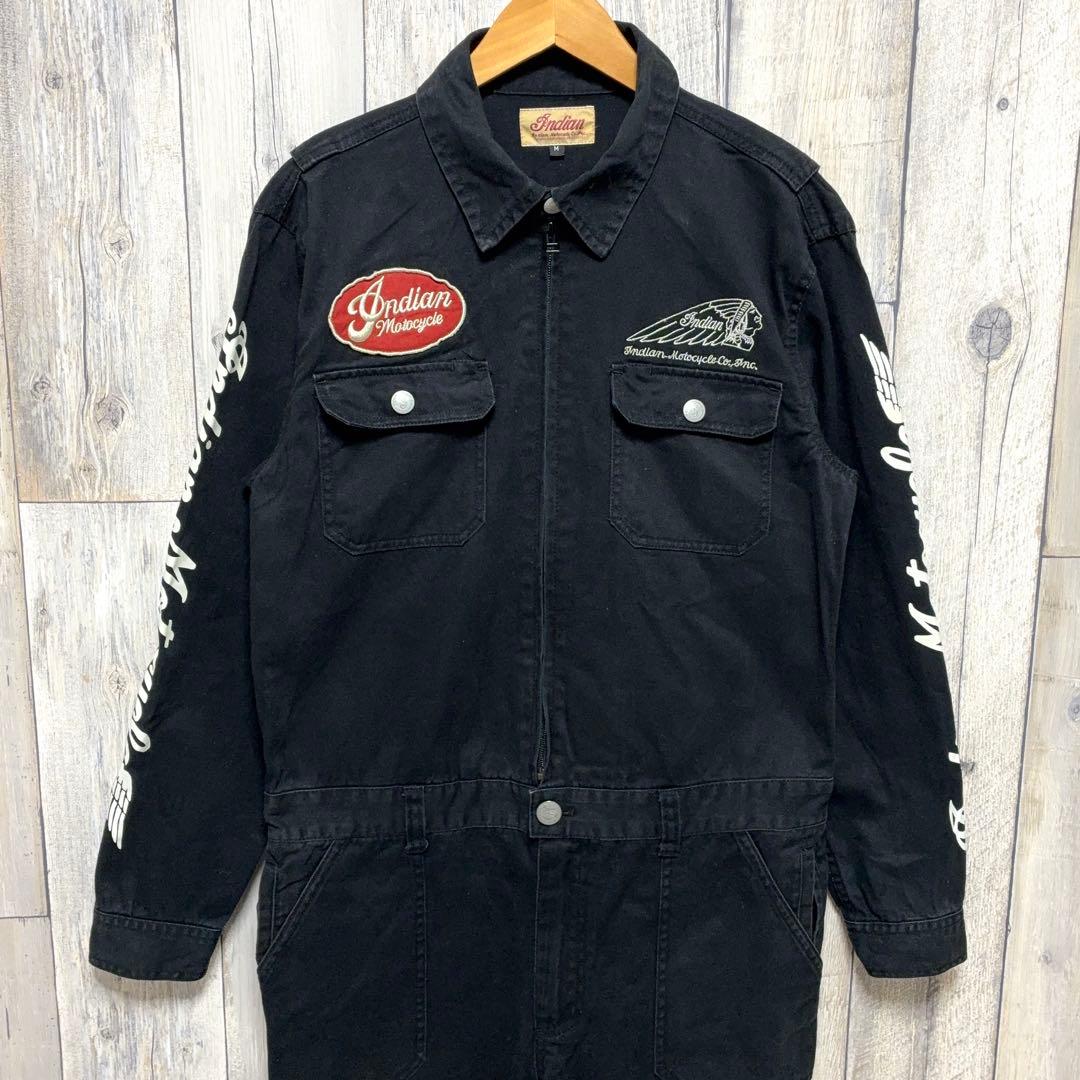 インディアンモーターサイクル オールインワン オーバーオール つなぎ ブラックM