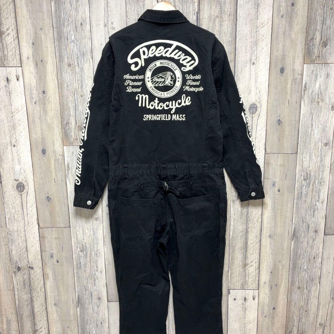 インディアンモーターサイクル オールインワン オーバーオール つなぎ ブラックM