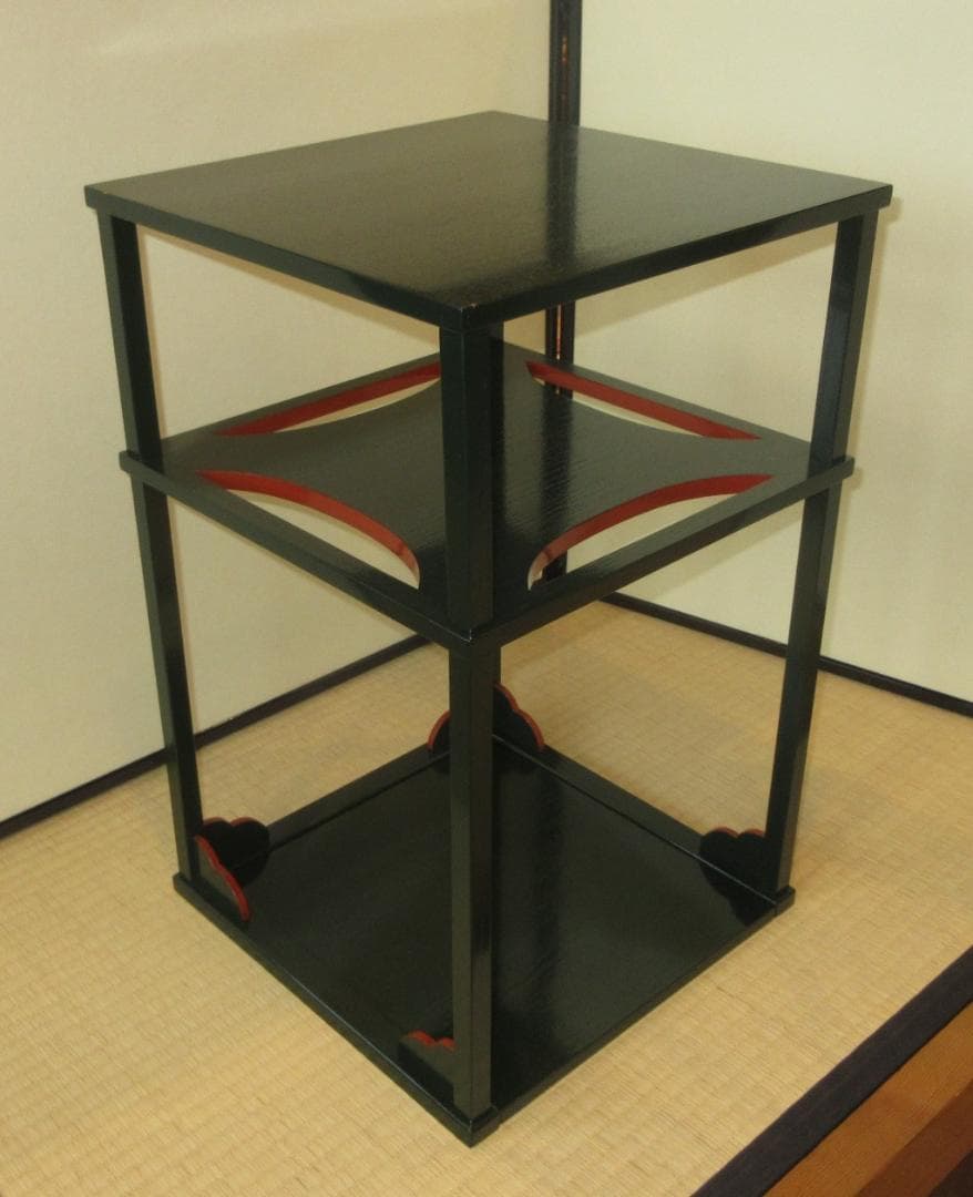 送料込【逢絢亭】茶道具 糸巻棚 柿合塗 組立式 爪紅 表千家好写 木製 作家物