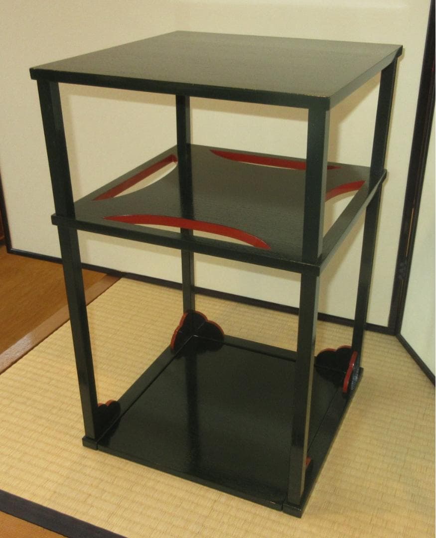 送料込【逢絢亭】茶道具 糸巻棚 柿合塗 組立式 爪紅 表千家好写 木製 作家物