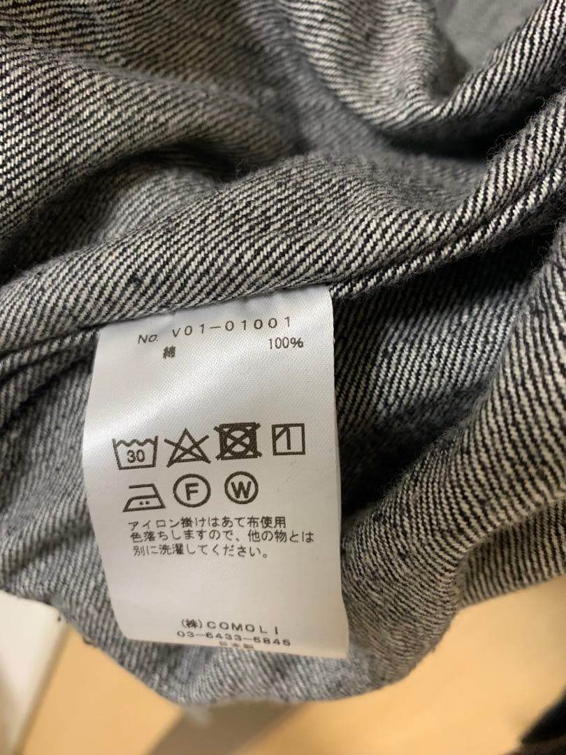 comoliデニムジャケットブラックエクリュサイズ3