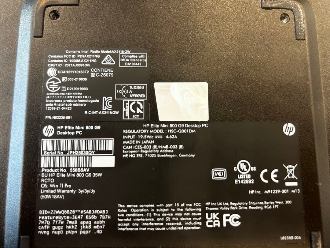 ミニPC HP Elite Mini 800 G9(core i7/16GB/512GB)