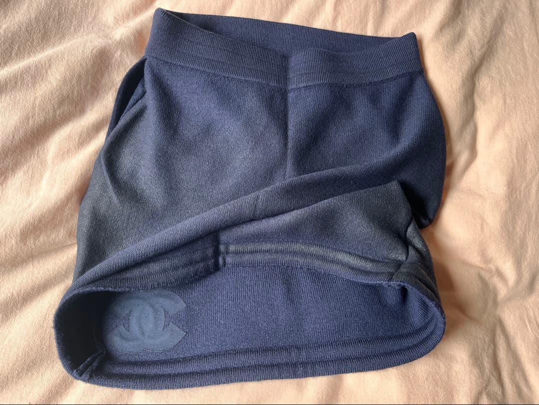 シャネル★ネイビー★ニット★ミニスカート★ロゴエンボス