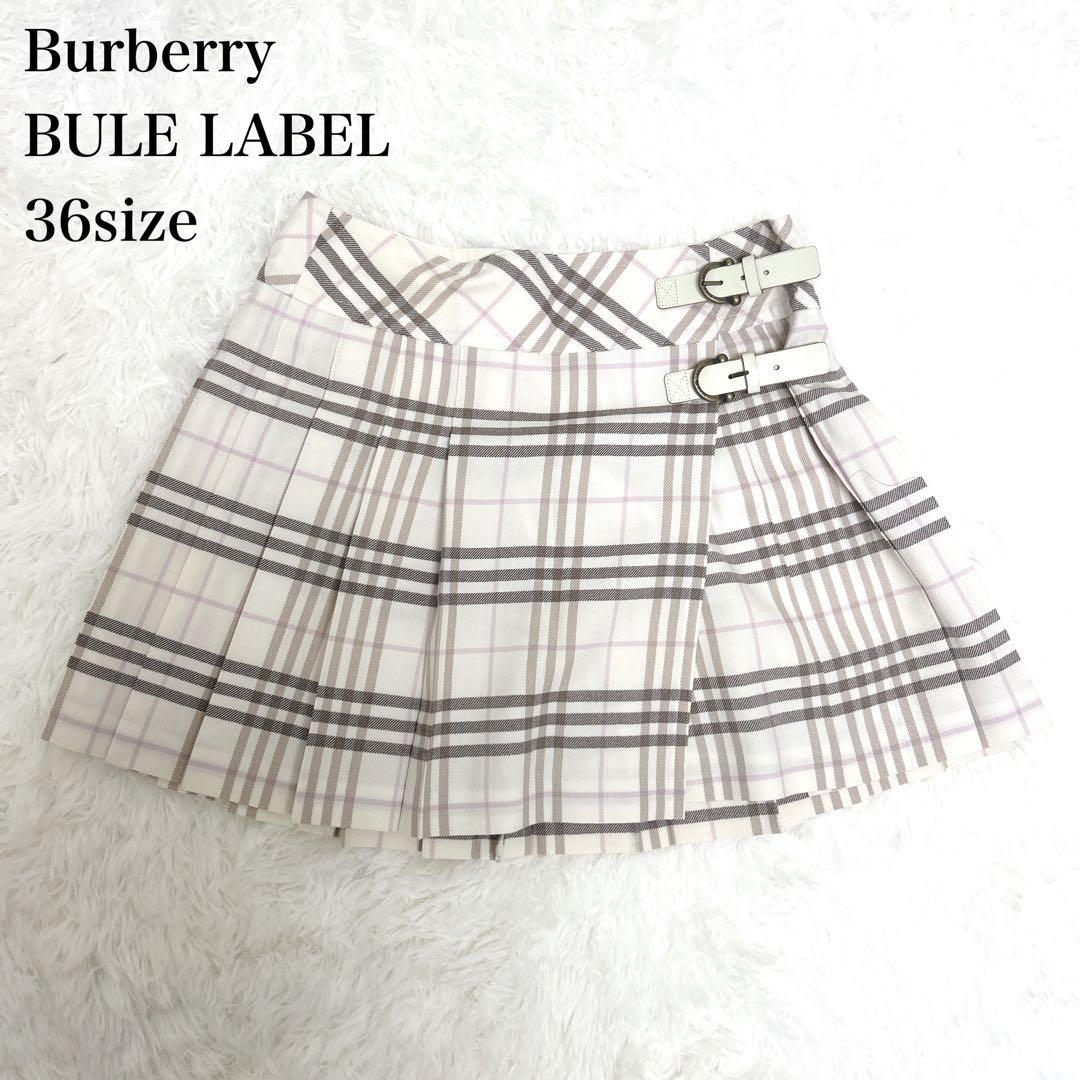 【美品】バーバリーブルーレーベル　ノバチェック ピンク プリーツ　ミニスカート