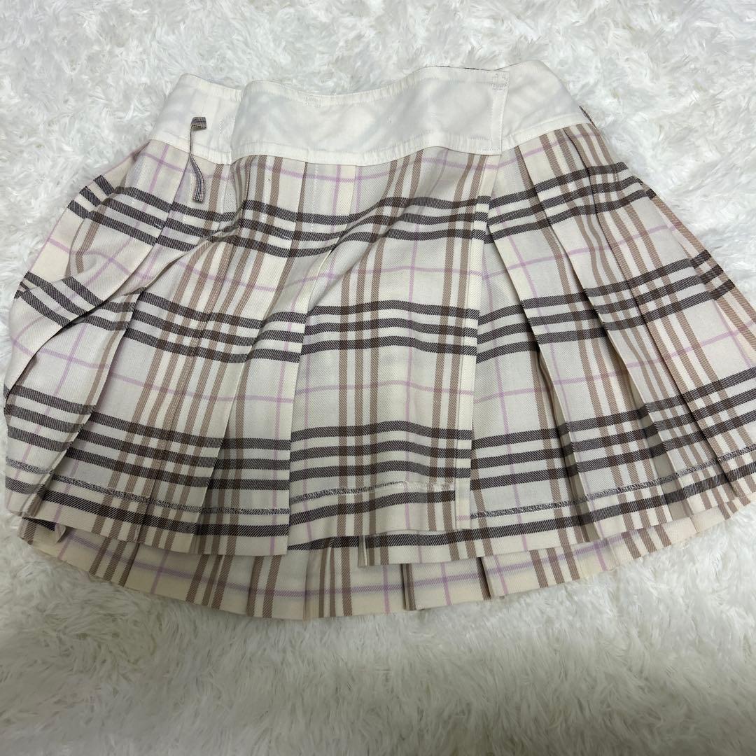【美品】バーバリーブルーレーベル　ノバチェック ピンク プリーツ　ミニスカート
