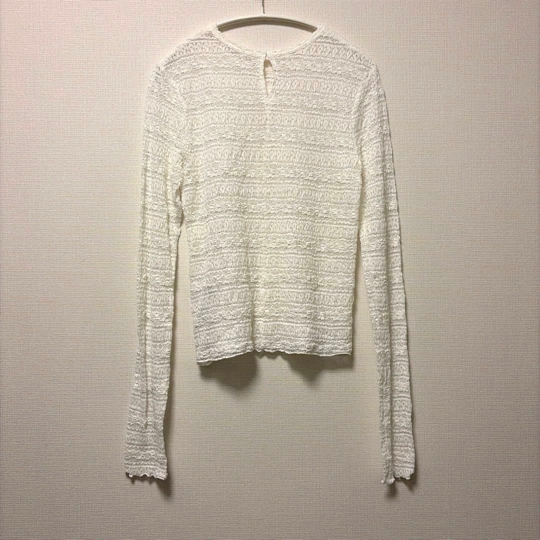 美品 イエナ IENA Flowerストレッチレース プルオーバー ホワイト