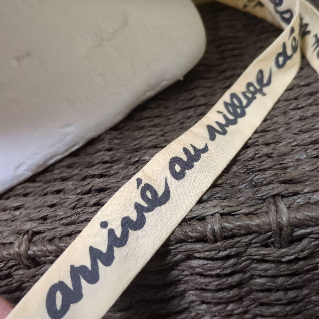 ベージュ ストロー ボートハット リボン付き