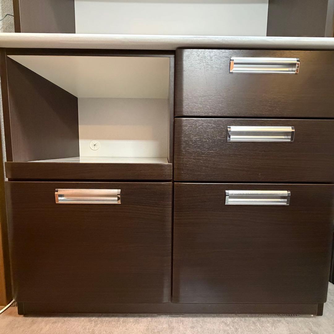 【最終値下げ】キッチンボード レンジボード 食器棚 キッチン収納 ダークブラウン