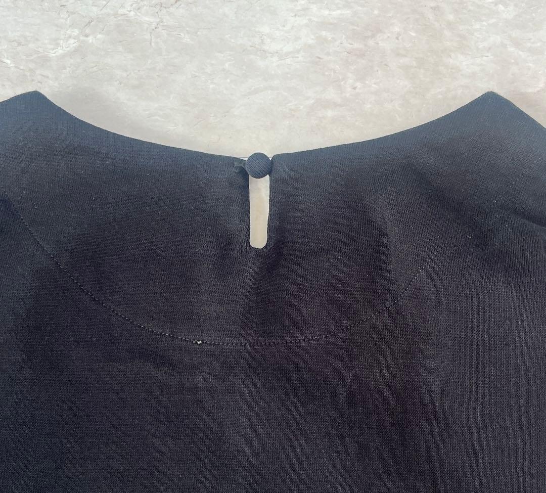 美品✨ ビアズリー レース裏毛チュニック アシンメトリー 変形ブラウス 切替 黒