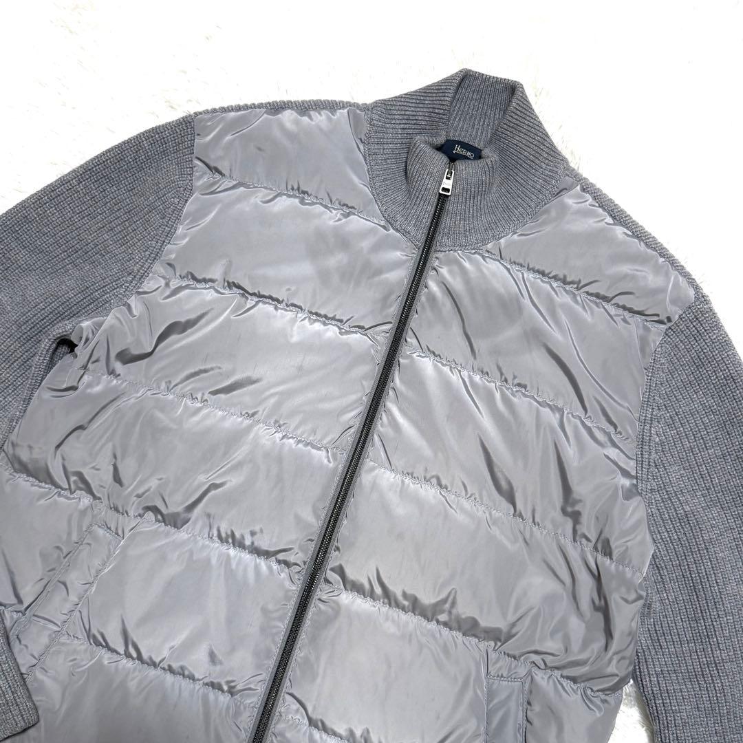 美品 HERNO 5ゲージ×ダウン ハイブリッドコンビネーションブルゾン 46