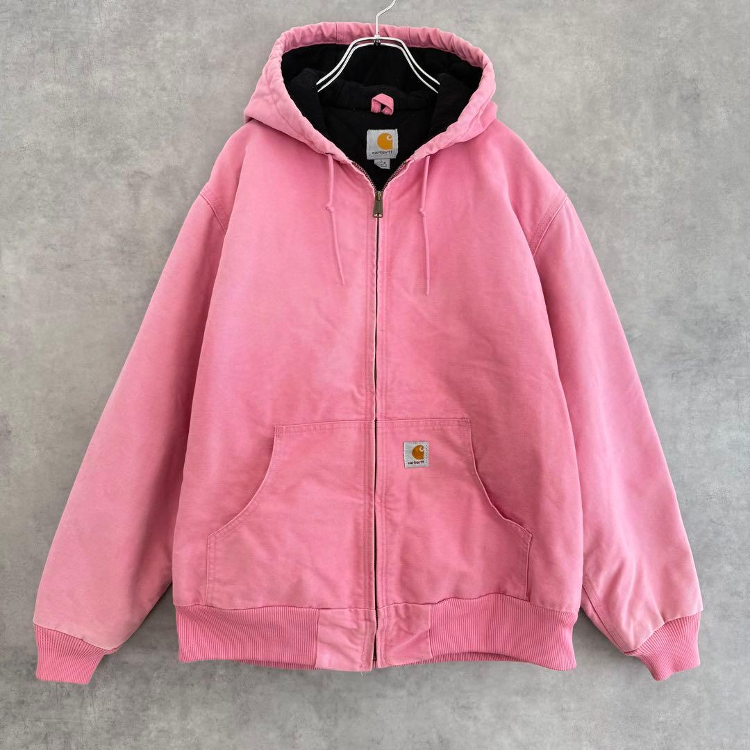 希少カラーCarhartt アクティブジャケット ピンクレディースL メンズSM