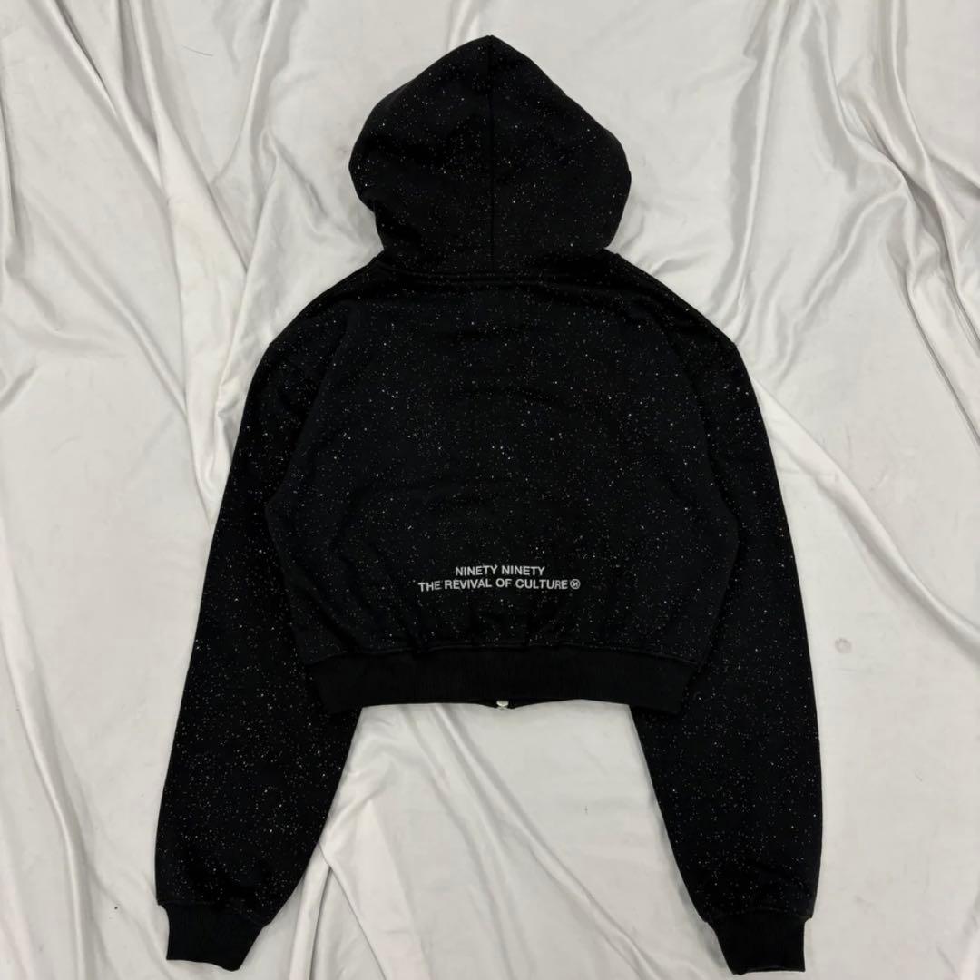 トップス 9090 girl 90 Logo Glitter Zip Hoodie