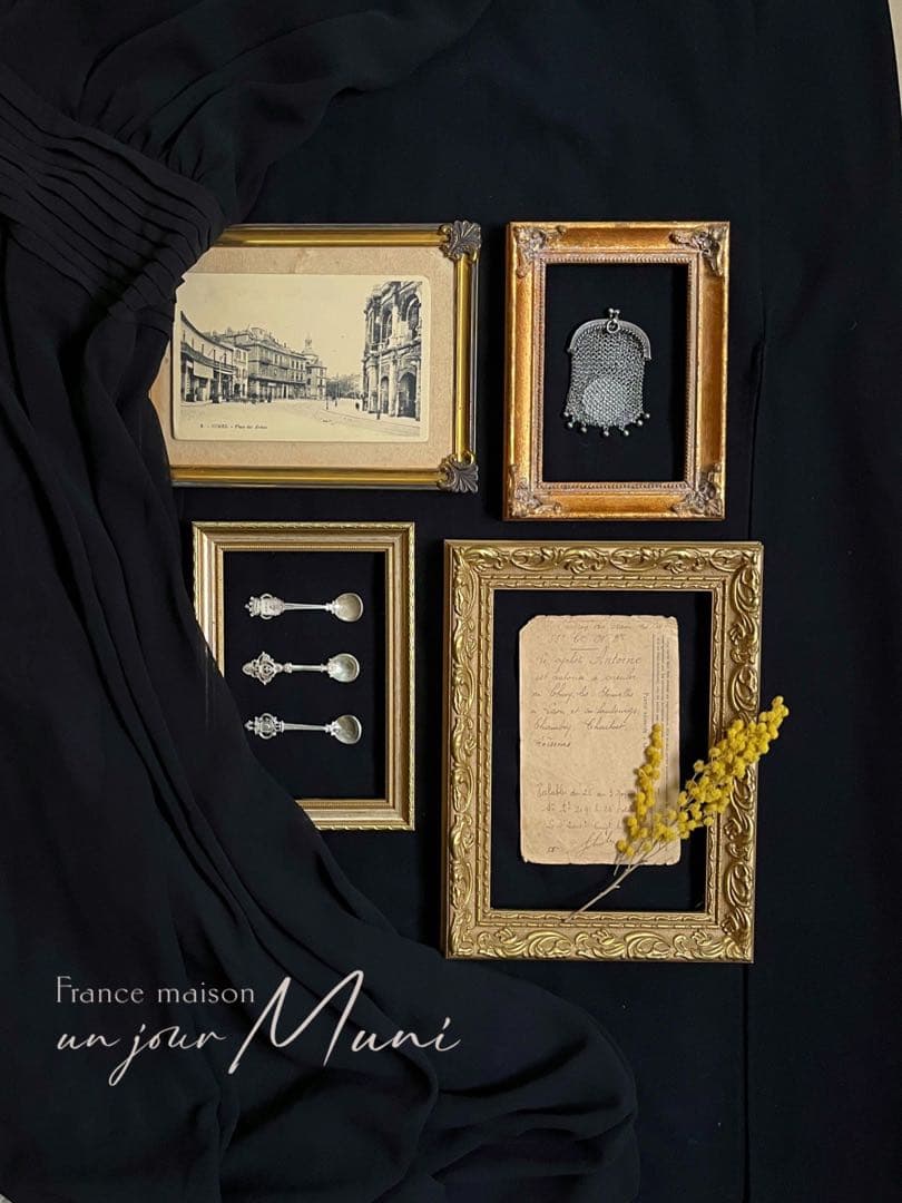 ◆フランスアンティーク｜写真立てフレームフォトスタンド木枠額縁額装ガラス壁掛け