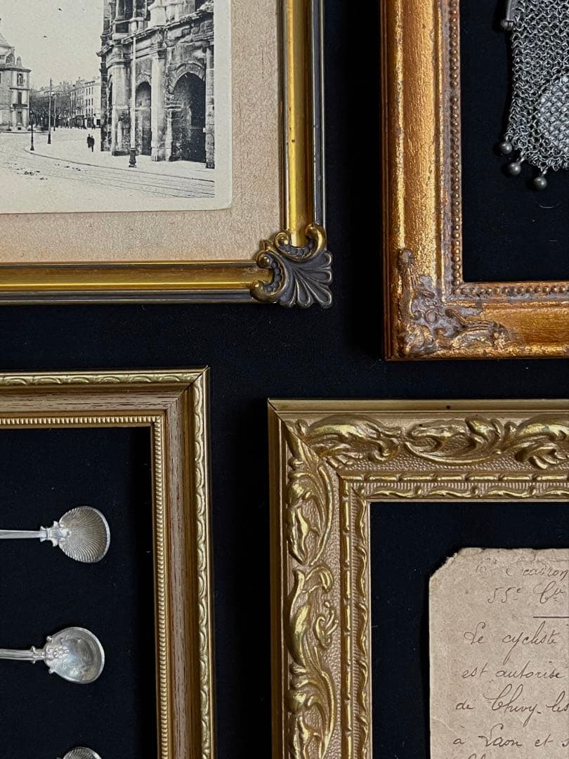 ◆フランスアンティーク｜写真立てフレームフォトスタンド木枠額縁額装ガラス壁掛け