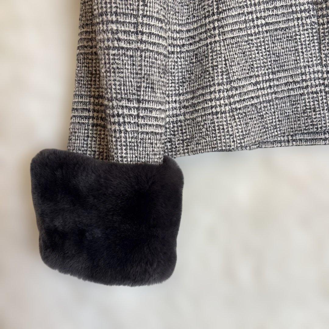 【Harrods】レッキスファー付き ウールジャケット　コート アルパカ 158