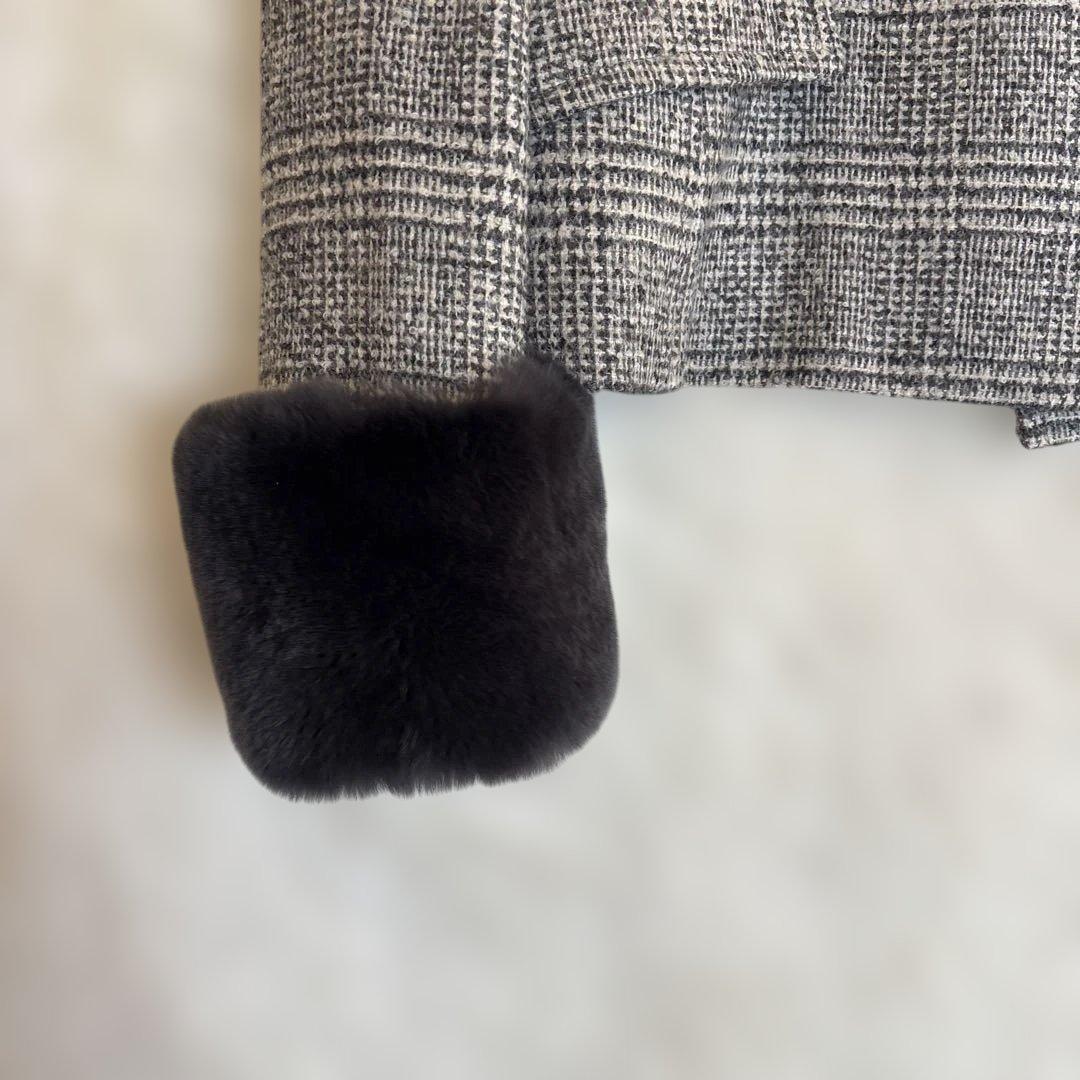 【Harrods】レッキスファー付き ウールジャケット　コート アルパカ 158