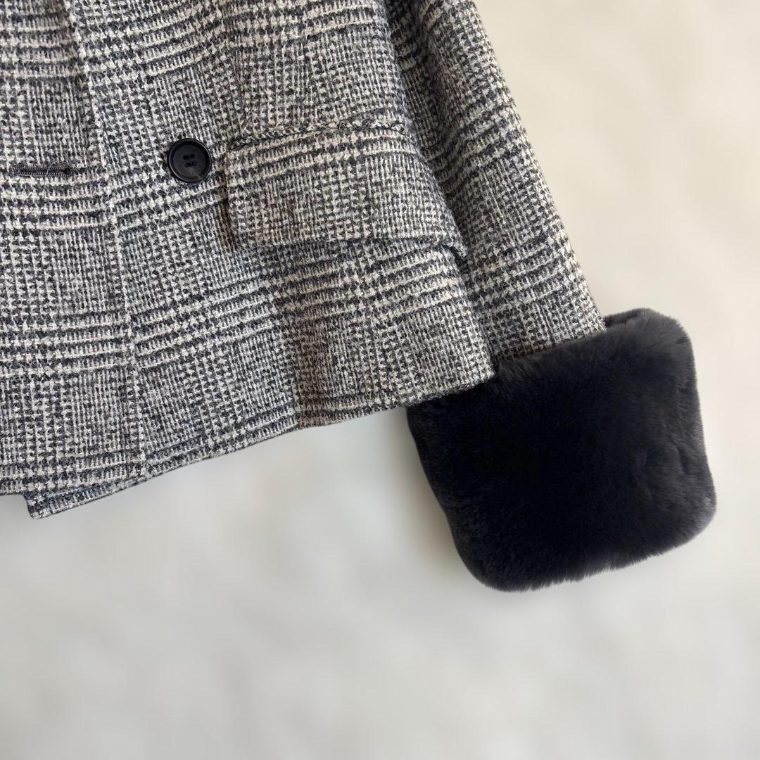 【Harrods】レッキスファー付き ウールジャケット　コート アルパカ 158