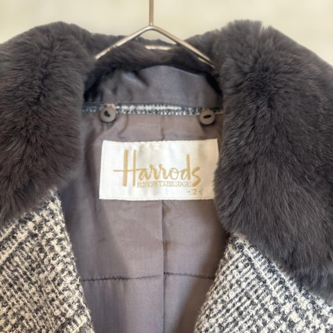 【Harrods】レッキスファー付き ウールジャケット　コート アルパカ 158