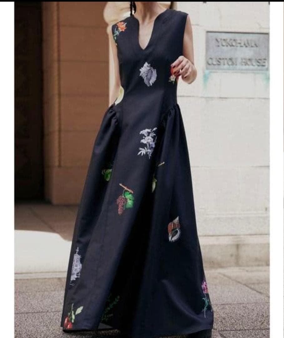 アメリ　ノースリーブ　ボタニカル　ドレス