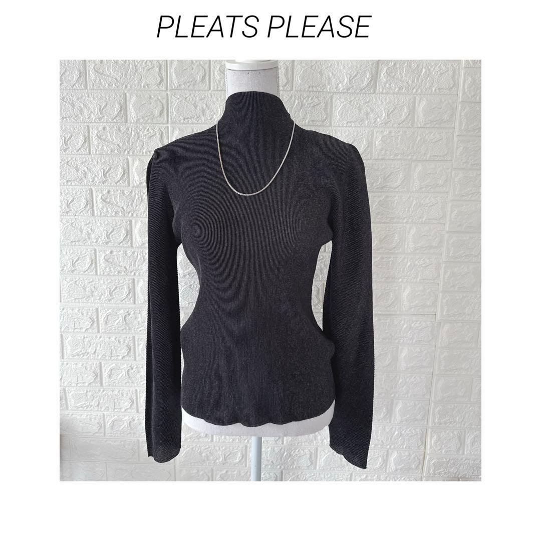 美品 PLEATS PLEASE ハイネック 長袖 トップス カットソー 3