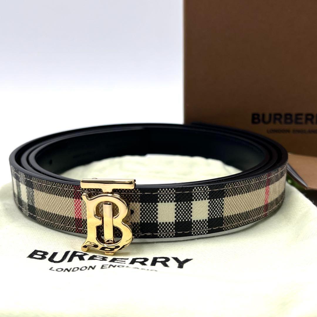 【未使用級・付属品有り】バーバリー ベルト ノバチェック TBロゴバックル