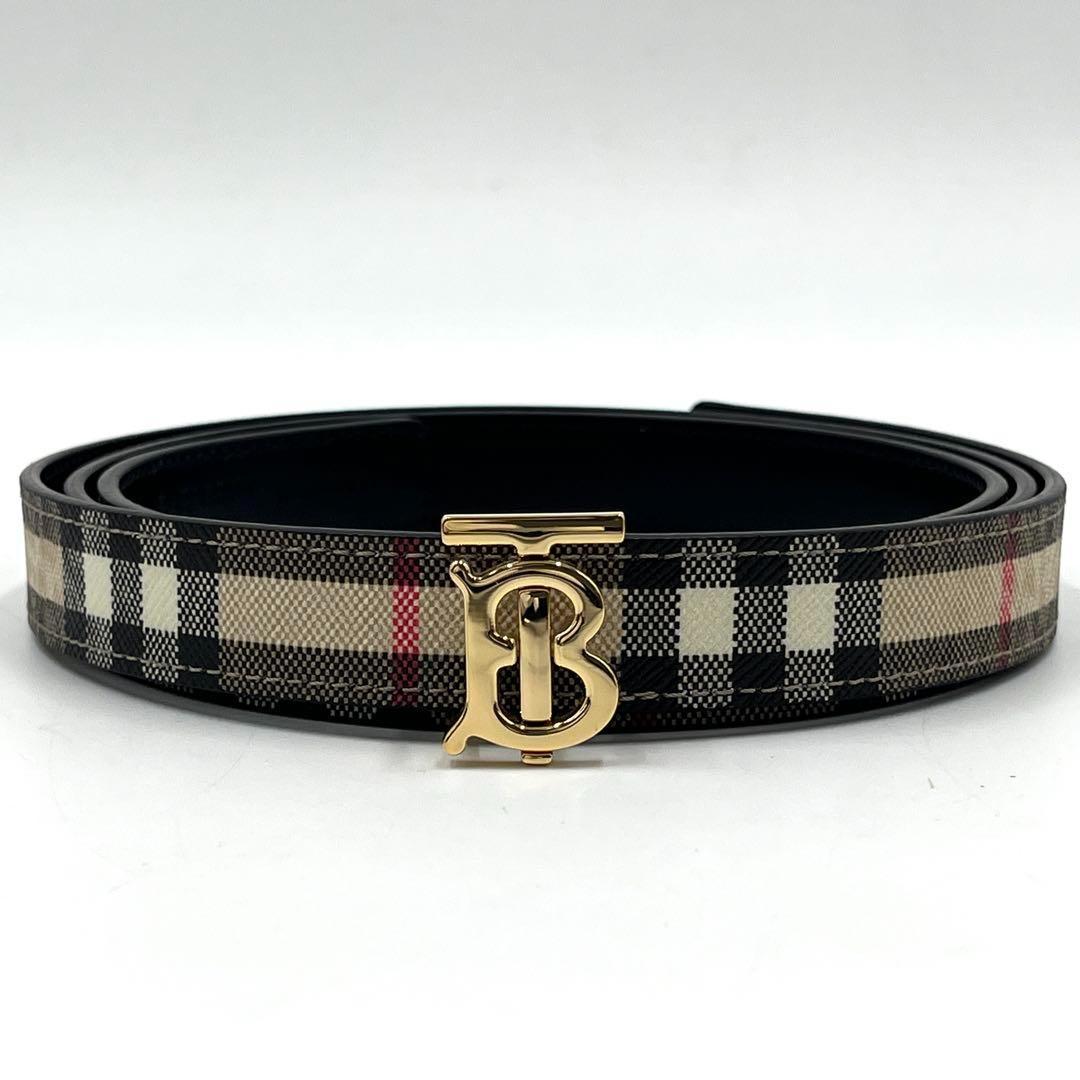 【未使用級・付属品有り】バーバリー ベルト ノバチェック TBロゴバックル