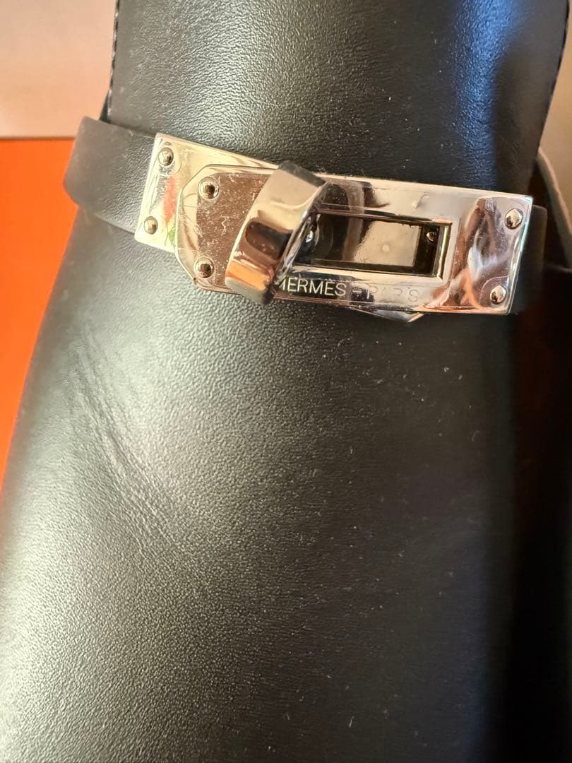 エルメス ブラック レザー ケリーミュール サボ　37 カルロッタ