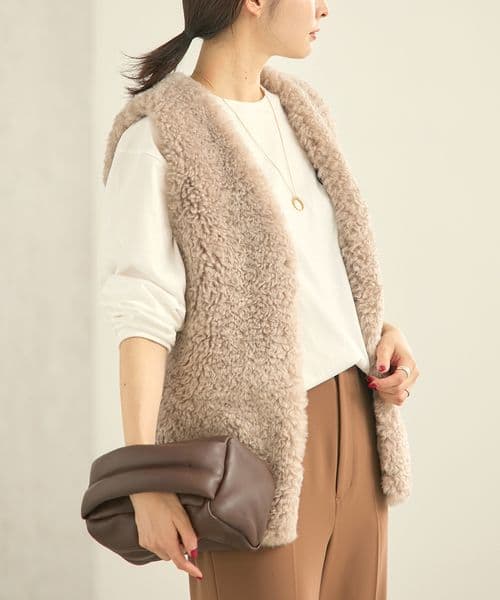 Plage FURLY ベスト ファーベスト ベージュ