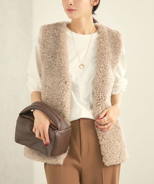 Plage FURLY ベスト ファーベスト ベージュ