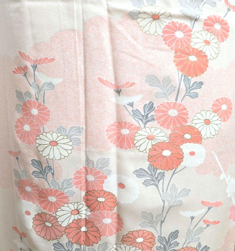 オフホワイト菊梅訪問着と袋帯・帯揚げ帯締めの4点フルセット