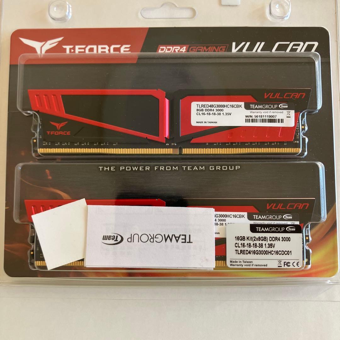 メモリー T-FORCE VULCAN DDR4 16GB (2x8GB) 3000MHz