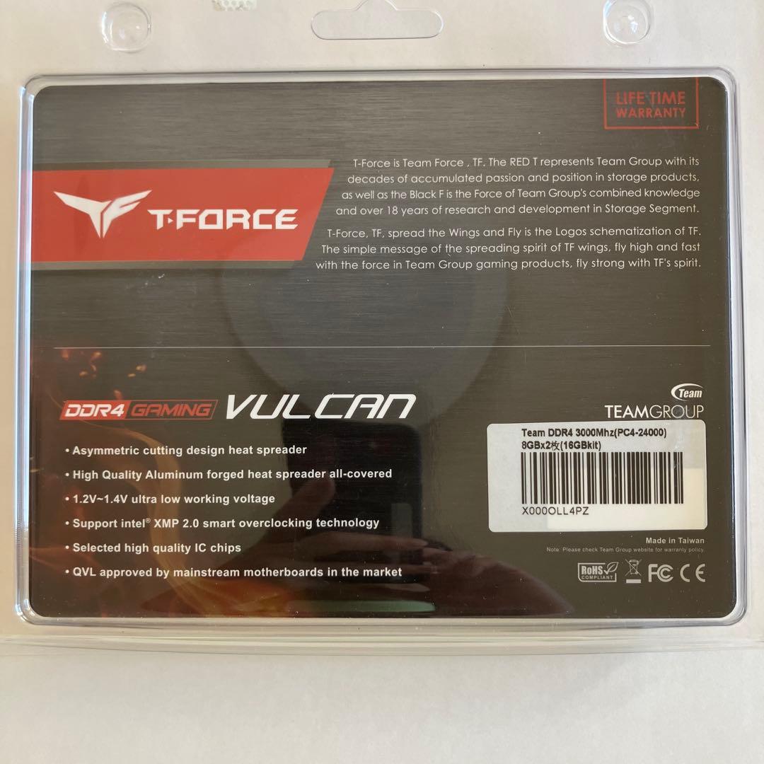 メモリー T-FORCE VULCAN DDR4 16GB (2x8GB) 3000MHz
