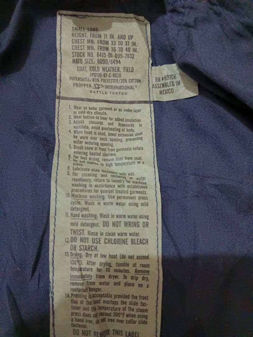 美品 propper社 M-65 フィールドジャケット ミリタリー ネイビー
