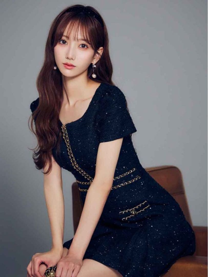 jewels ツイードチェーンプリーツミニドレス/キャバドレス