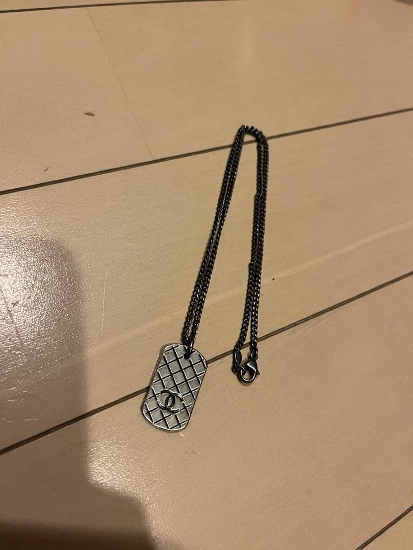正規品　CHANEL シルバーメタル　プレートネックレス