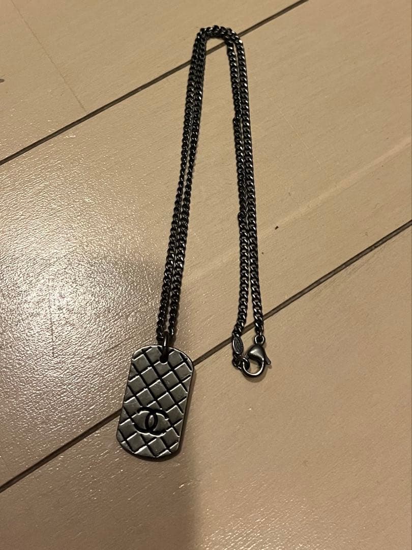 正規品　CHANEL シルバーメタル　プレートネックレス