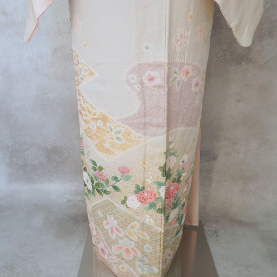 訪問着フルセット　258 正絹　入学式　お宮参り【訪問着、袋帯、帯締め、帯揚げ】