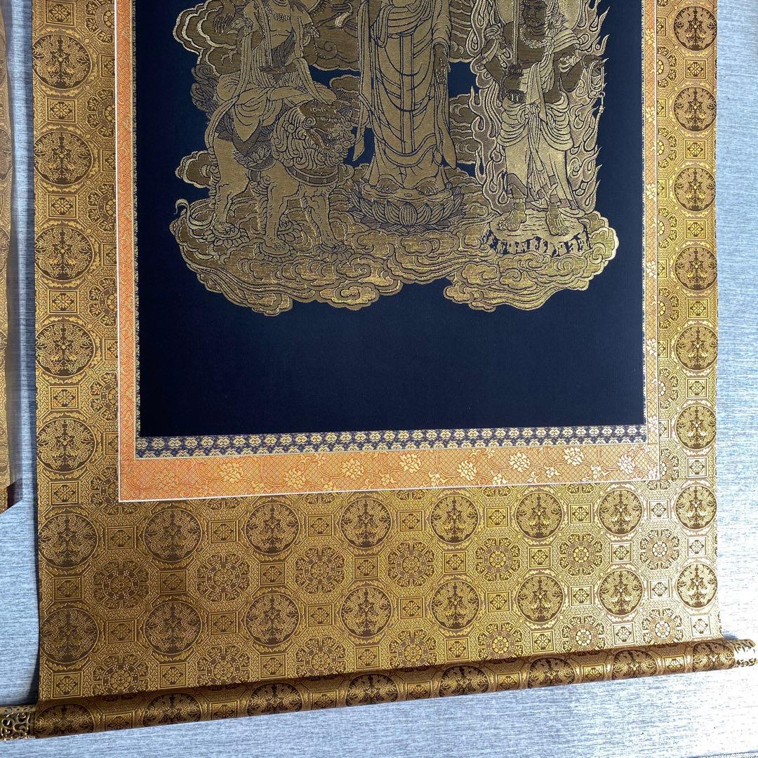 掛軸 金糸 高級西陣織 十三佛 善光寺大勧進様の箱書き