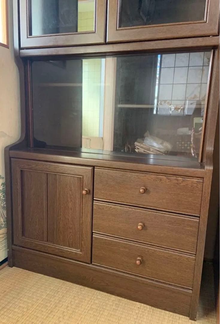 キッチンキャビネット　本棚　収納　リビング収納　キッチン収納　食器棚カップボード