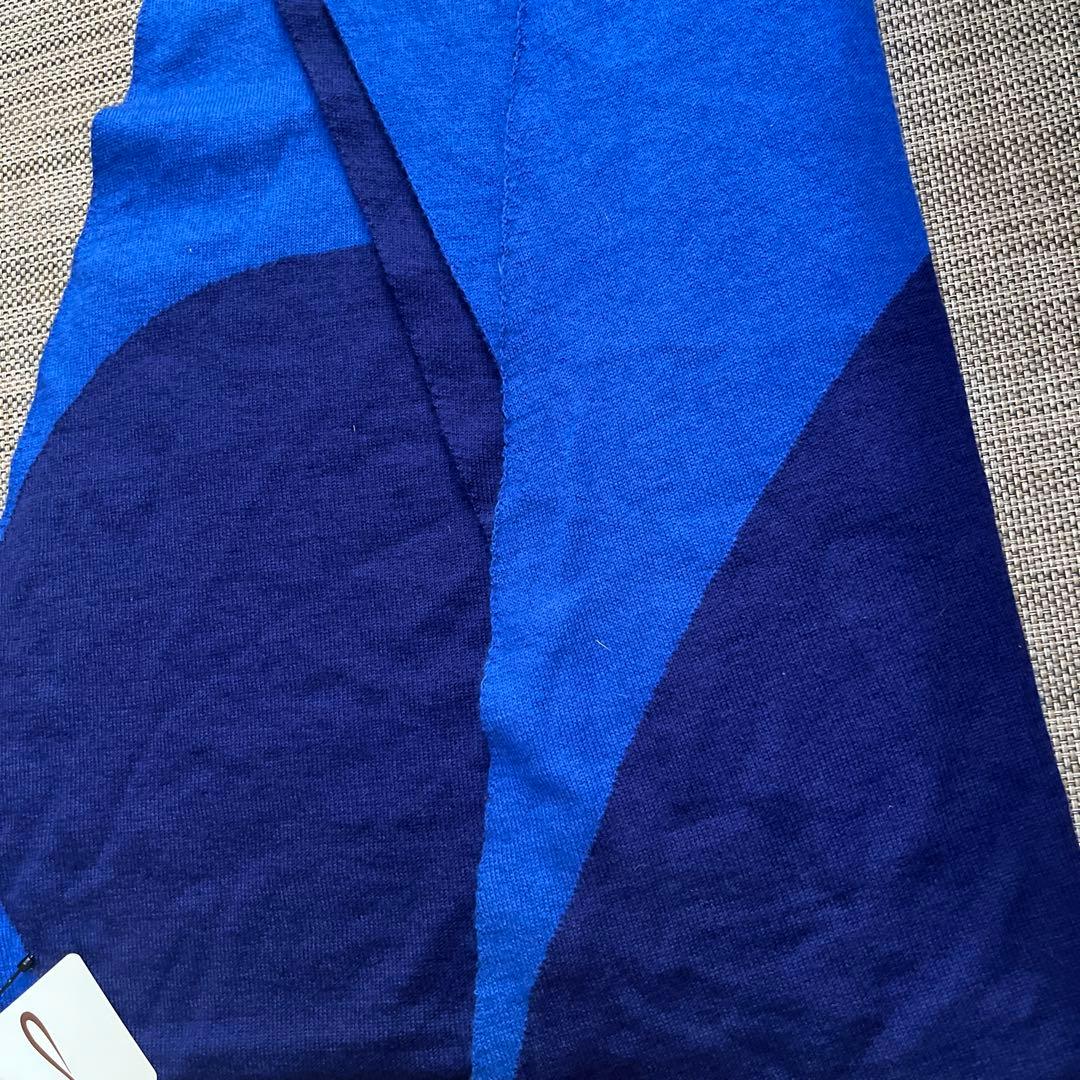 Ble Bre カシミア混ストール　ひし形無地ストール　ロイヤル&ミッドナイト