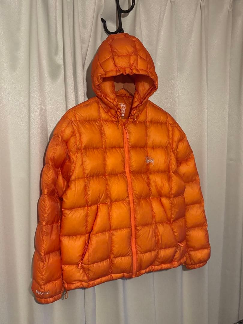 ジャケット・アウター stussy midweight hooded puffer orange