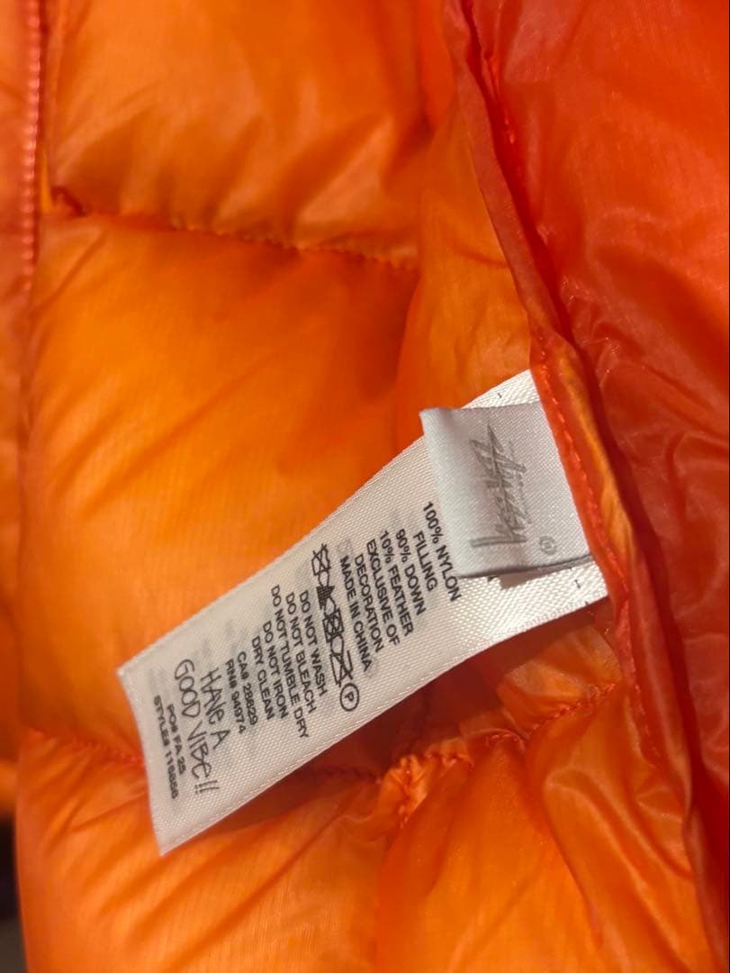 ジャケット・アウター stussy midweight hooded puffer orange