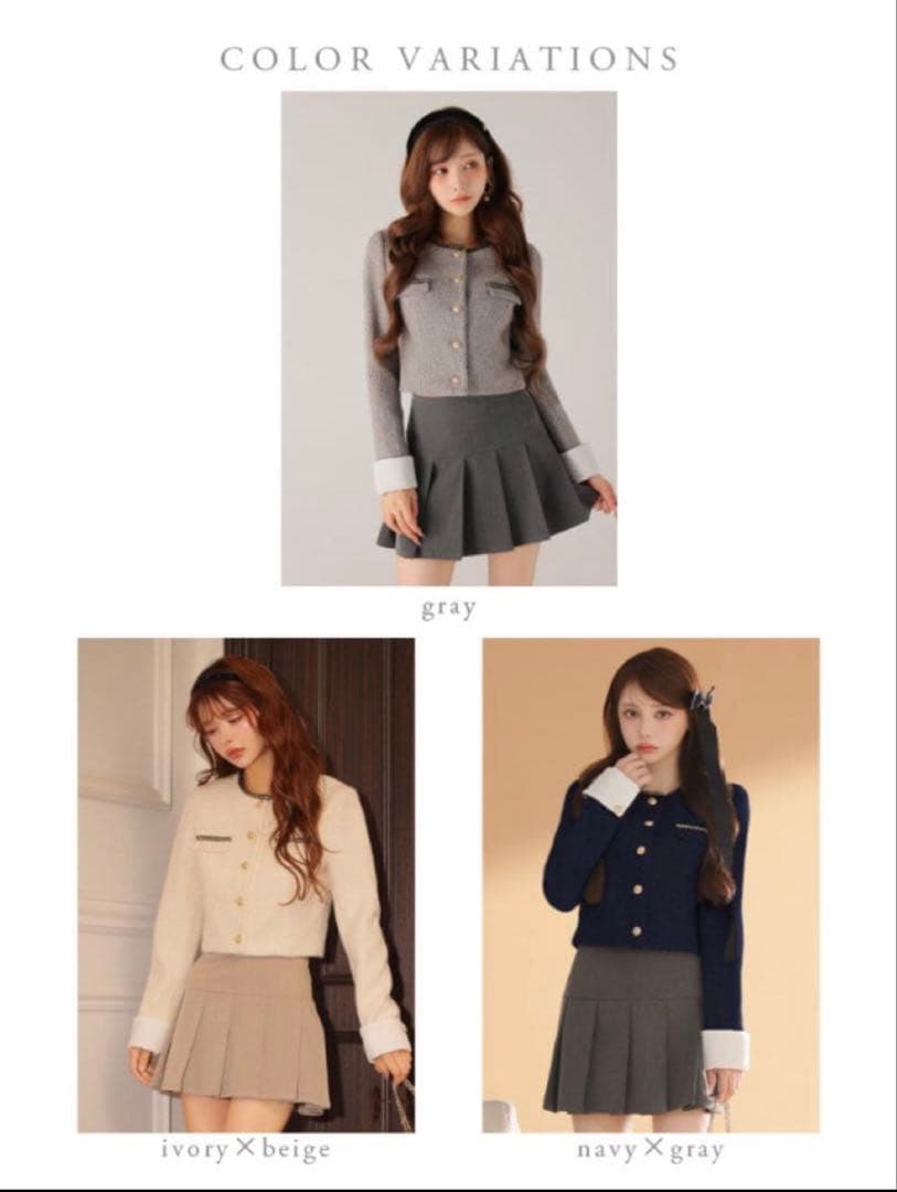 ROBE de FLEURS ツイードクラシカルボタンプリーツミニキャバドレス