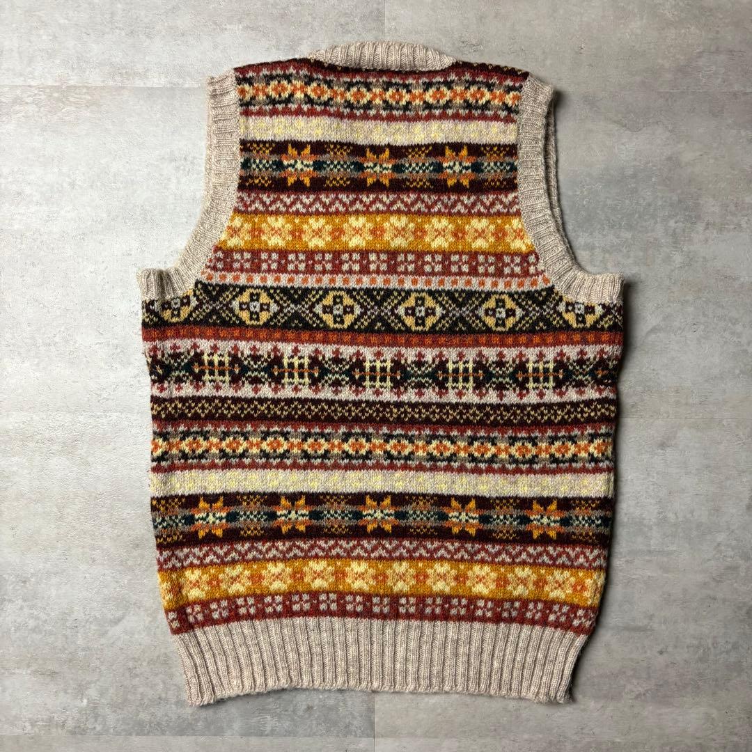 Jamieson's スコットランド製 フェアアイル柄 ウールニットベスト