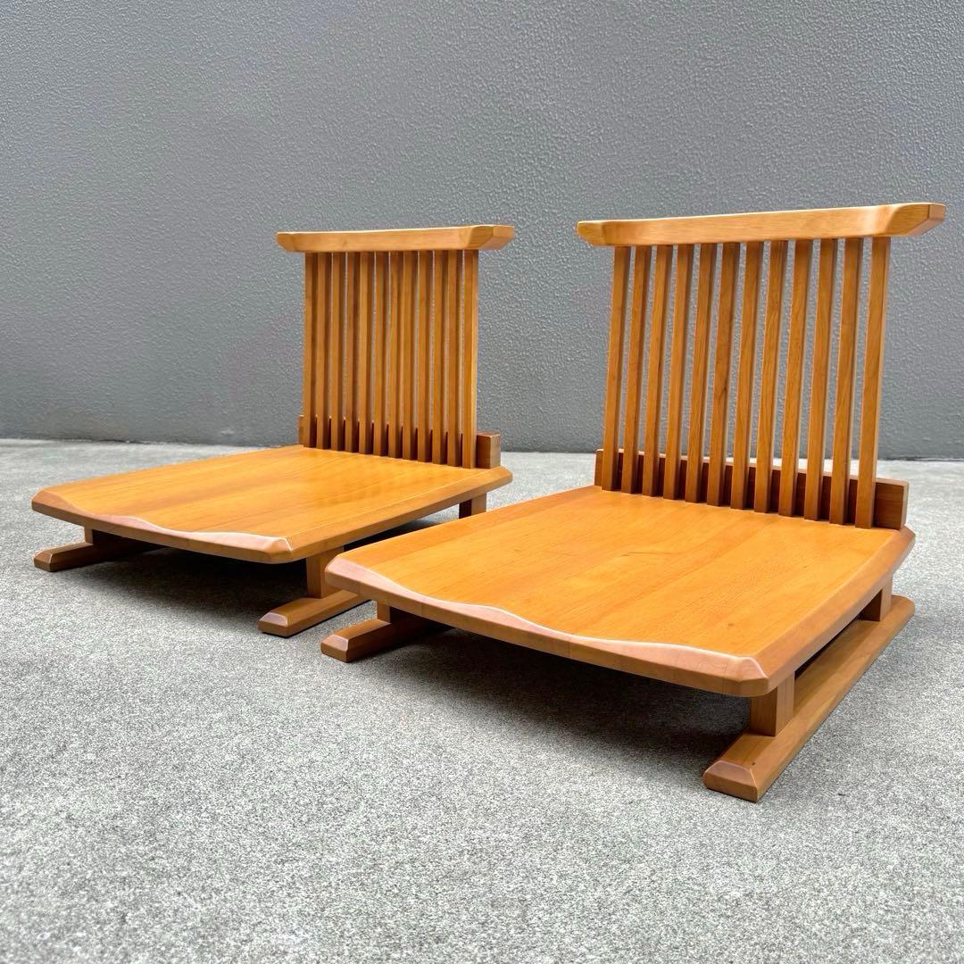 2脚セット✴︎座椅子 ローチェア イス 天然木 高齢者 あぐら 低座椅子