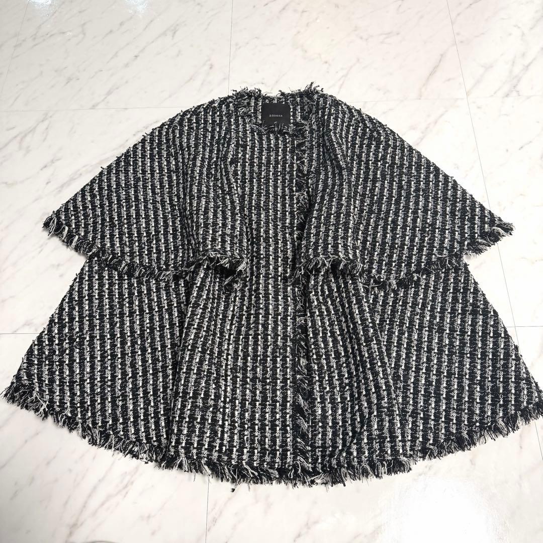 【未使用】2024✨️完売品 アニュアンス ツイード ケープ ジャケット お洒落