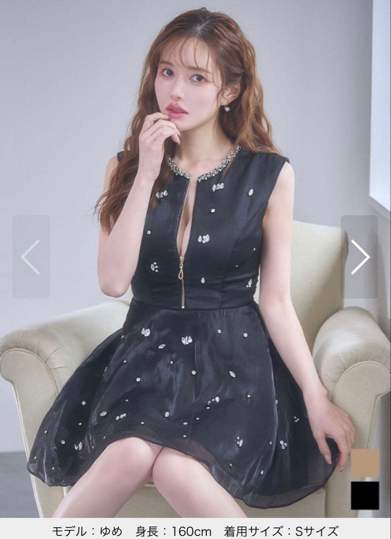 元値11880円☆フロントジップシフォンミニドレス即日発送