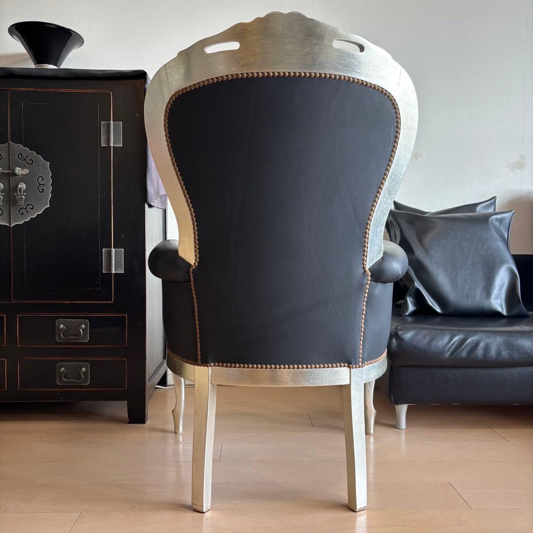 クラシック アームチェア 猫足 1人掛けソファ 本革 イタリア製 ロココ 椅子