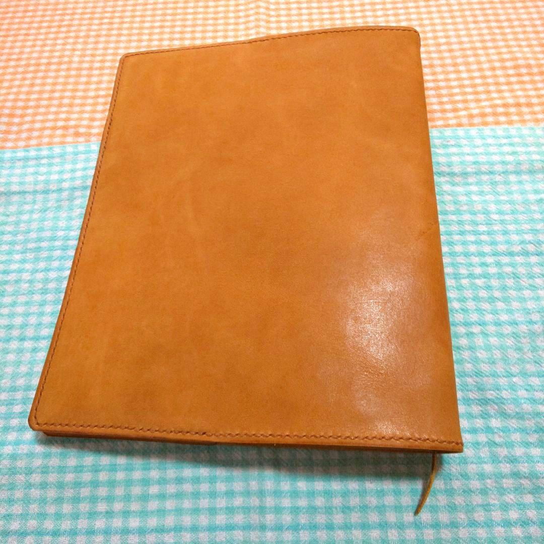 オイルワックスヌメ革ナチュラルレザーカバー、B5 26穴バインダー付