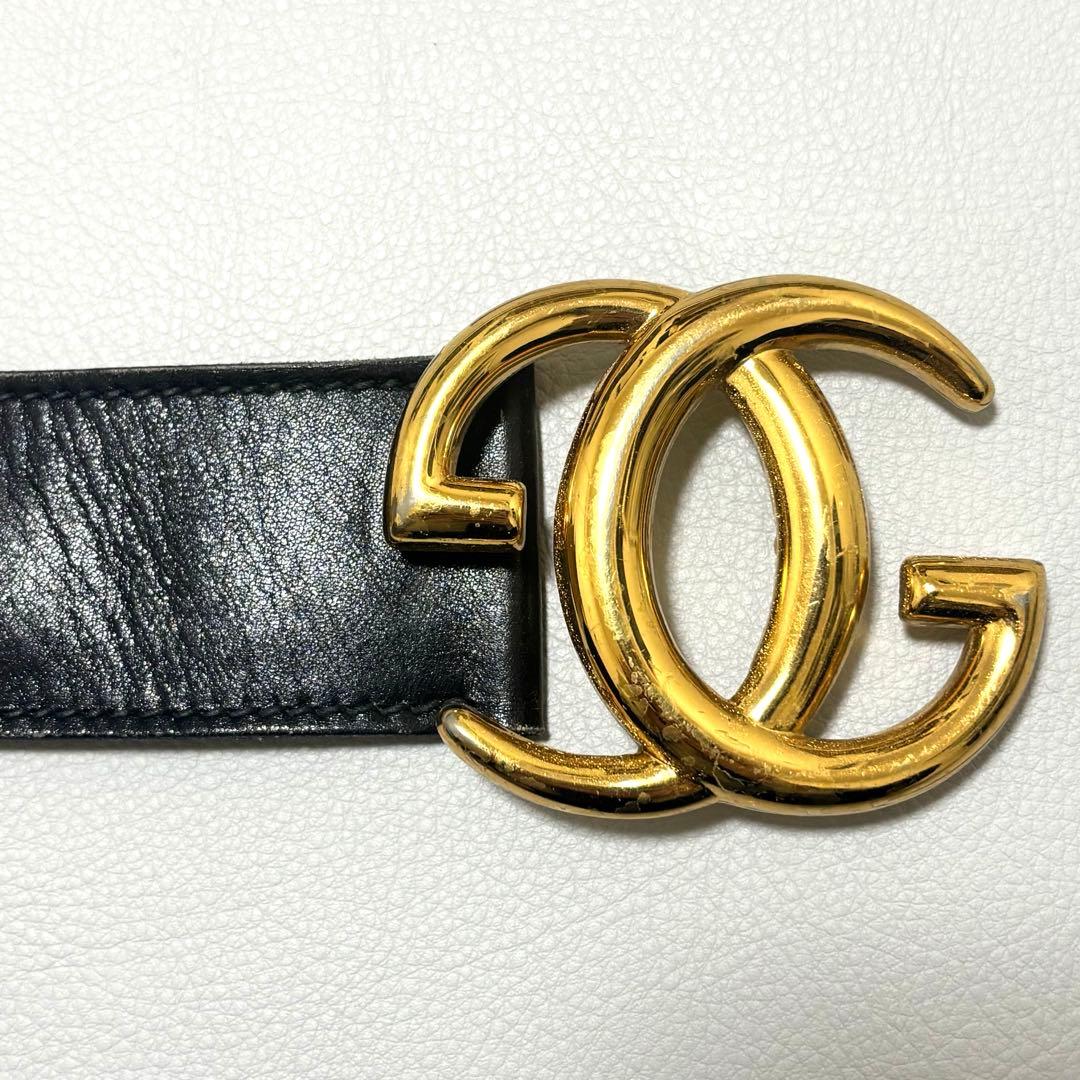 グッチ ベルト インターロッキング GG ブラック レザー ゴールド